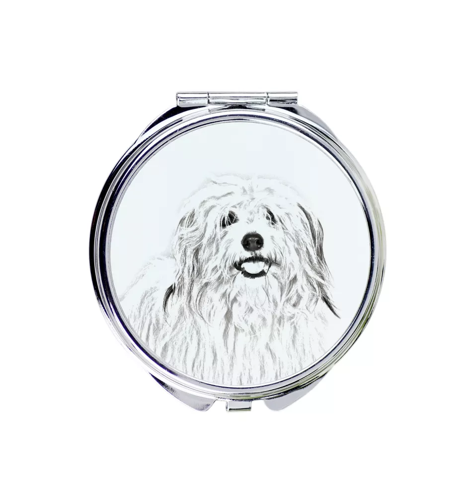 Coton de Tulear, Cotie - Pocket mirror with a dog, personalized mirror for a purse, compact mirror with Art-Dog brand print.