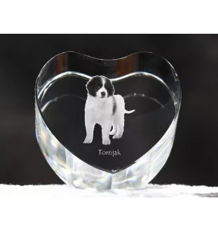 Tornjak, Bosnian And Herzegovinian - Croatian Shepherd Dog - a photo of a dog in crystal, crystal heart, unique photo frame from the Art-Dog brand