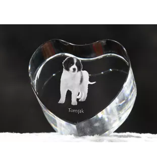 Tornjak, Bosnian And Herzegovinian - Croatian Shepherd Dog - a photo of a dog in crystal, crystal heart, unique photo frame from the Art-Dog brand