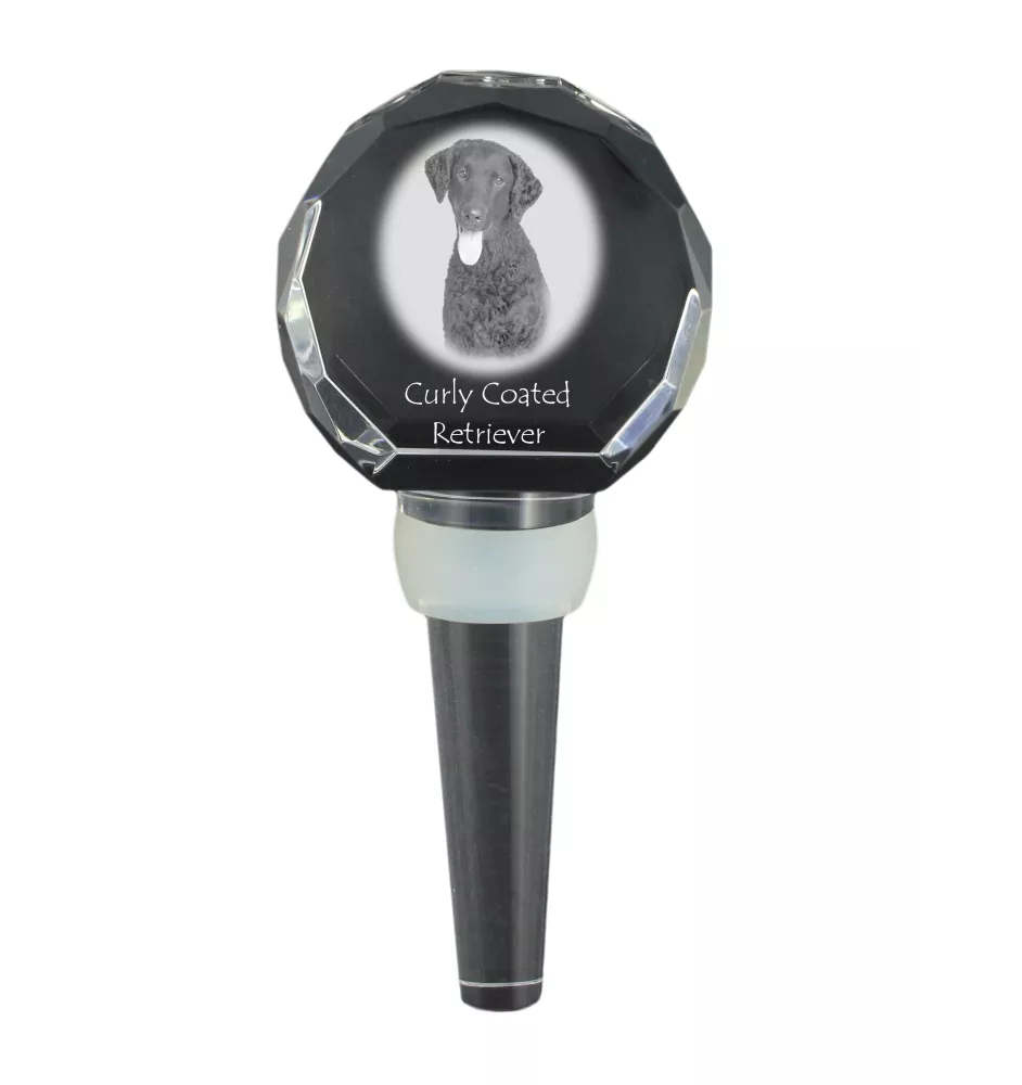 Curly Coated Retriever - Crystal bottle stopper, unique wine stopper with photo, personalised gift for sommelier by Art-Dog brand