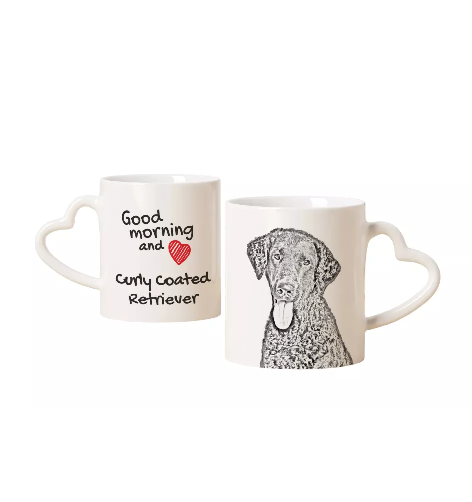 Retriever à poil bouclé, Curly Coated Retriever - tasse avec chien, une tasse adorable avec une anse en forme de cœur, un cadeau universel de la marque Art-Dog