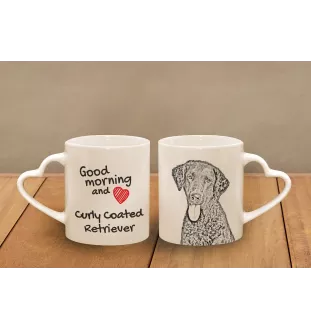 Retriever à poil bouclé, Curly Coated Retriever - tasse avec chien, une tasse adorable avec une anse en forme de cœur, un cadeau universel de la marque Art-Dog