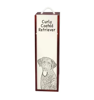 Curly Coated Retriever - wine box with a dog, alcohol box with graphics, personalized gift box from the Art-Dog brand