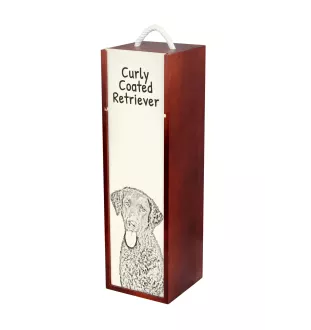Retriever à poil bouclé, Curly Coated Retriever - boîte à vin avec chien, boîte à alcool avec graphisme, boîte cadeau personnalisée de la marque Art-Dog
