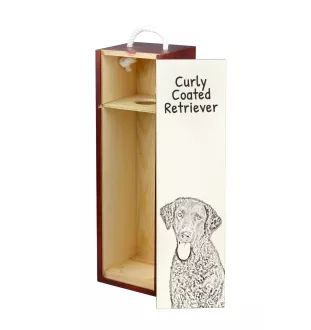 Retriever à poil bouclé, Curly Coated Retriever - boîte à vin avec chien, boîte à alcool avec graphisme, boîte cadeau personnalisée de la marque Art-Dog