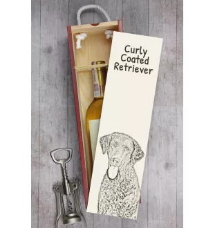 Curly Coated Retriever - wine box with a dog, alcohol box with graphics, personalized gift box from the Art-Dog brand