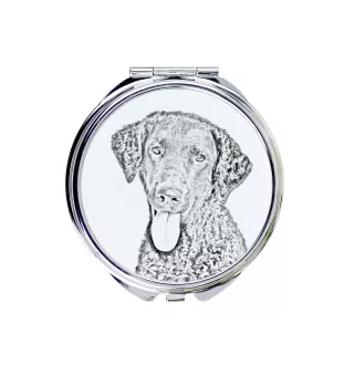 Retriever à poil bouclé, Curly Coated Retriever - miroir de poche avec chien, miroir personnalisé pour sac à main, miroir compact avec impression de la marque Art-Dog