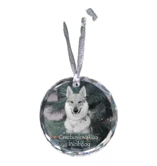 Chien loup tchécoslovaque - boule de Noël en cristal avec une photo, photo de chien dans le cristal, décoration personnalisée pour sapin de Noël de la marque Art-Dog