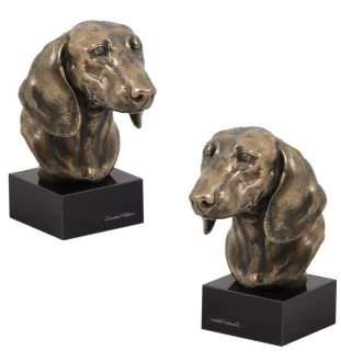 Dackel - Hundestatue, Büste auf Steinsockel, Skulptur, Trophäe für Hundeausstellung der Marke Art-Dog