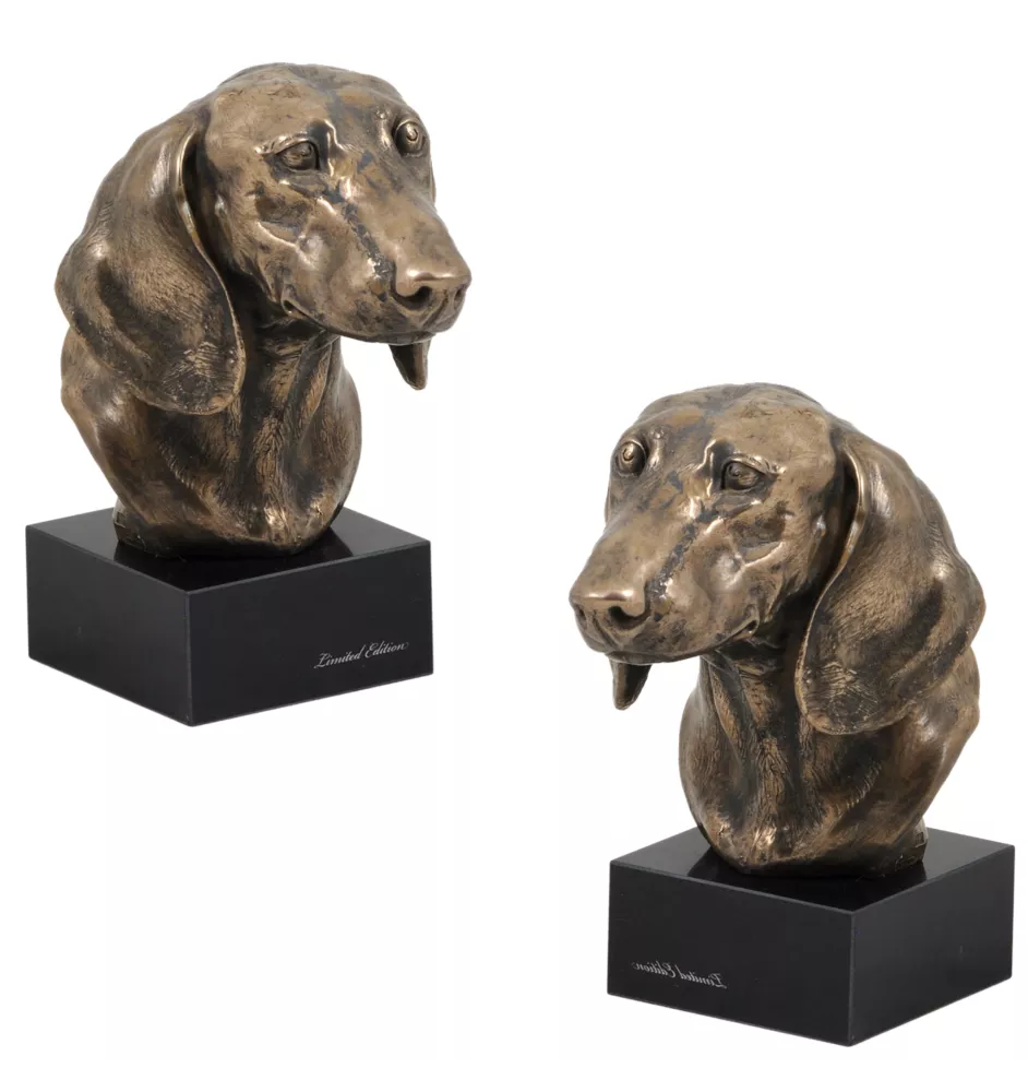 Teckel - Statue de chien, buste sur socle en pierre, sculpture, trophée pour exposition canine par la marque Art-Dog