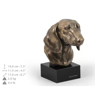 Dachshund - Dog statue, bust on stone base, sculpture, trophy for dog show by Art-Dog brand