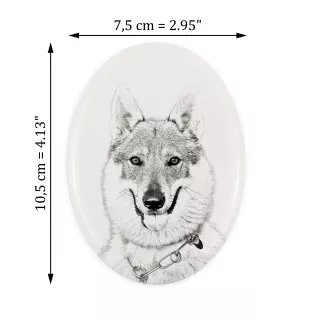 Czechoslovakian Wolfdog, Czechoslovak Vlcak - commemorative plaque with a photo of a dog, tombstone with a print, personalized oval plaque from the Art-Dog brand