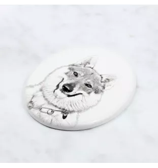 Tschechoslowakischer Wolfhund - Gedenktafel mit einem Foto eines Hundes, Grabplatte mit Druck, personalisierte ovale Platte der Marke Art-Dog