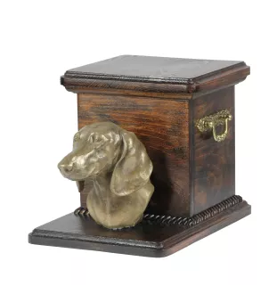 Dachshund - urn for dog ashes with a statuette, elegant urn for a dog, unique urn with a bust of a dog by Art-Dog brand