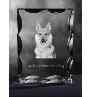 Chien loup tchécoslovaque - cristal avec photo de chien, statuette en verre avec photo, cadre exceptionnel avec photo de la marque Art-Dog