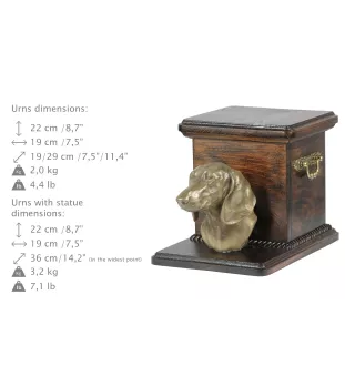 Teckel - urne pour les cendres d'un chien avec une statuette, une urne élégante pour chien, une urne exceptionnelle avec un buste de chien de la marque Art-Dog