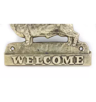 Dackel - Türschild mit Hund, messingfarbenes Willkommensschild, einzigartiges Schild mit der Aufschrift Welcome von der Marke Art-Dog