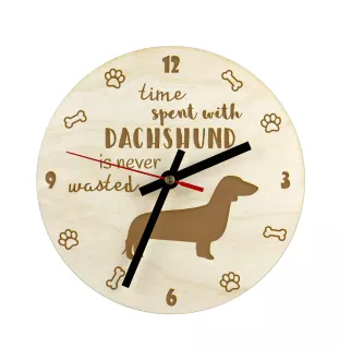 Teckel - horloge avec chien, horloge en bois, horloge murale pour les amoureux des chiens, horloge de bureau et étagère, Art-Dog