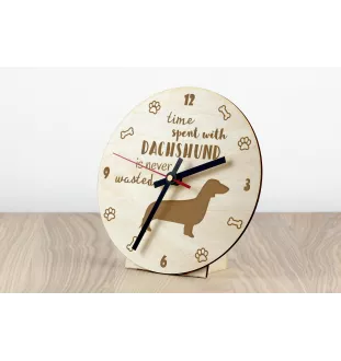 Dachshund - clock with a dog, wooden clock, wall clock for dog lovers, clock for desk and shelf, Art-Dog