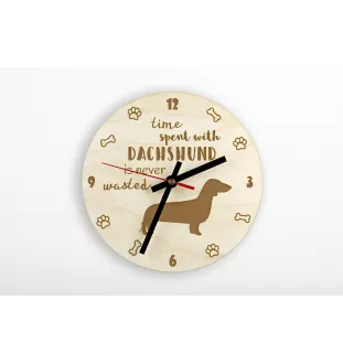Dachshund - clock with a dog, wooden clock, wall clock for dog lovers, clock for desk and shelf, Art-Dog