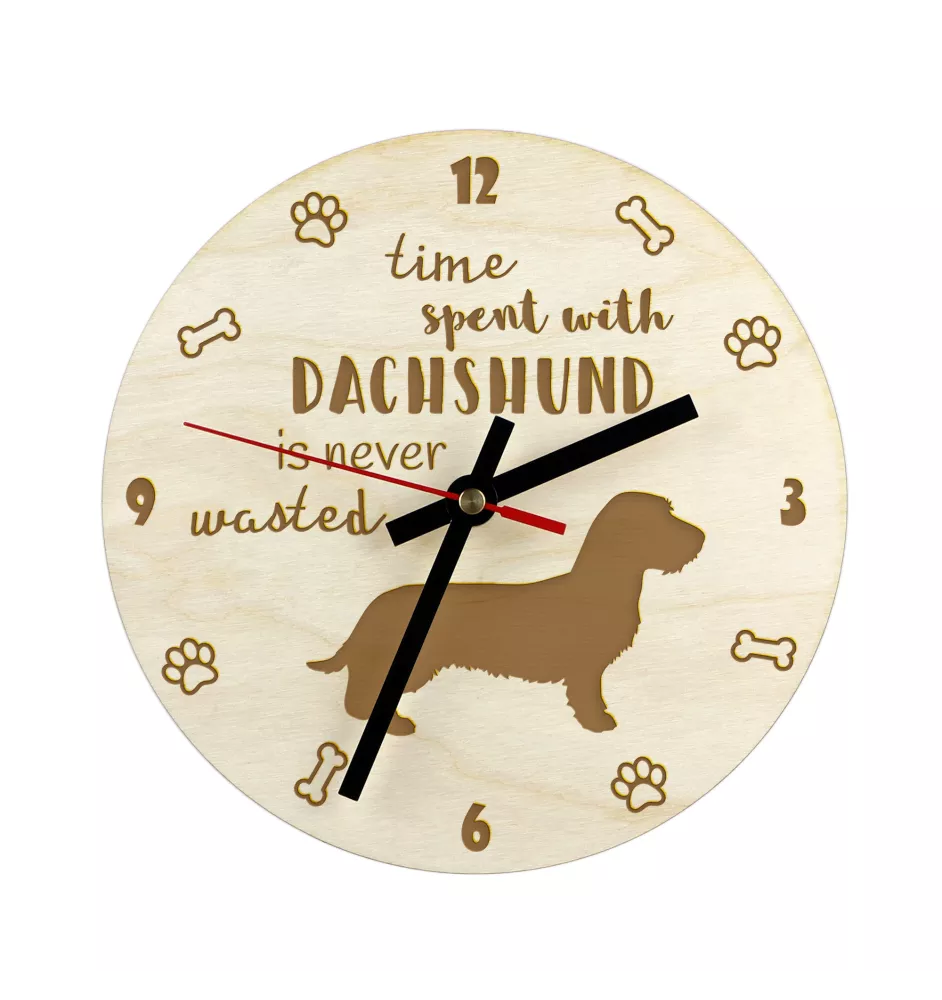 Dachshund I - clock with a dog, wooden clock, wall clock for dog lovers, clock for desk and shelf, Art-Dog