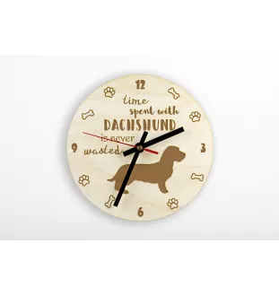 Dachshund I - clock with a dog, wooden clock, wall clock for dog lovers, clock for desk and shelf, Art-Dog