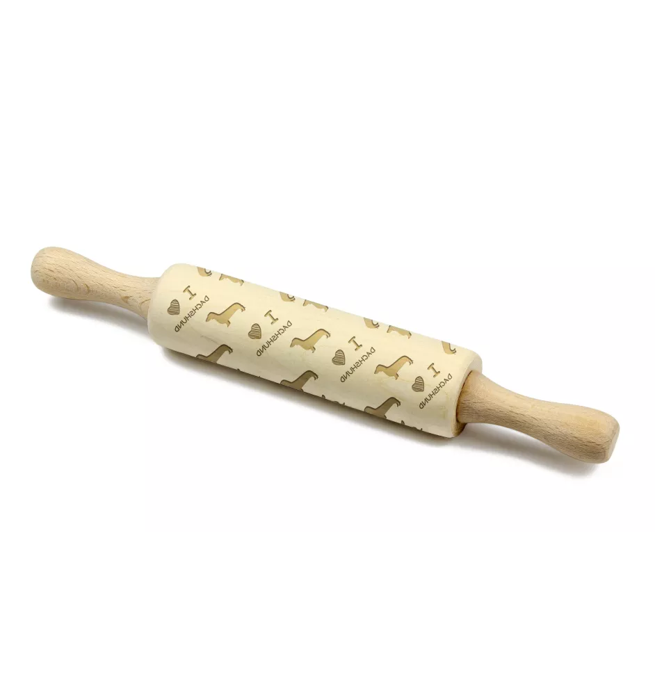 Dachshund - small rolling pin with a dog, patterned dough roller, gadget for ceramicists from the Art-Dog brand