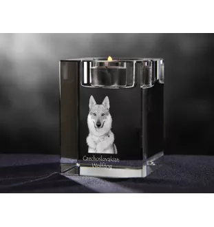 Chien loup tchécoslovaque - Bougeoir avec photo de chien, porte bougie en cristal, cadeau personnalisé par la marque Art-Dog