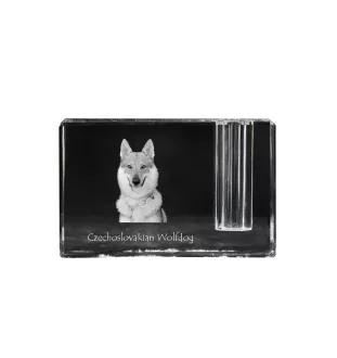 Czechoslovakian Wolfdog, Czechoslovak Vlcak - Pen stand, crystal organiser with dog photo, unique desk decoration by Art-Dog brand