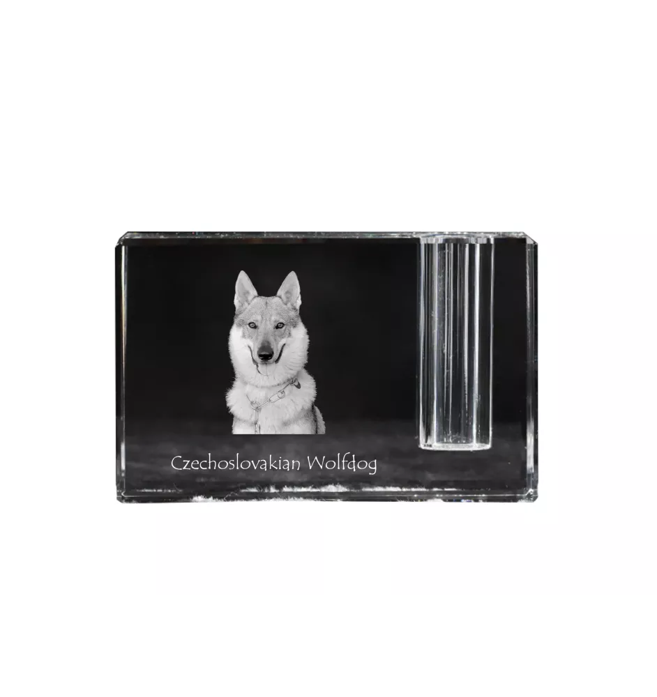 Chien loup tchécoslovaque - Porte-stylos, organiseur en cristal avec photo de chien, décoration de bureau unique par la marque Art-Dog