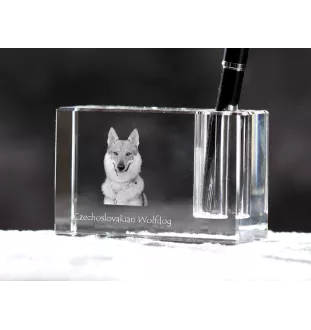 Czechoslovakian Wolfdog, Czechoslovak Vlcak - Pen stand, crystal organiser with dog photo, unique desk decoration by Art-Dog brand