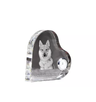 Chien loup tchécoslovaque - horloge en cristal avec une photo de chien, horloge de table en forme de cœur, horloge debout personnalisée de la marque Art-Dog