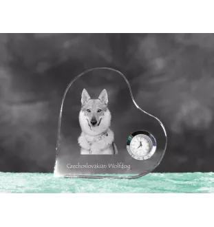 Chien loup tchécoslovaque - horloge en cristal avec une photo de chien, horloge de table en forme de cœur, horloge debout personnalisée de la marque Art-Dog