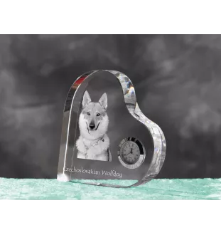 Chien loup tchécoslovaque - horloge en cristal avec une photo de chien, horloge de table en forme de cœur, horloge debout personnalisée de la marque Art-Dog