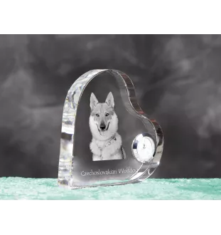 Chien loup tchécoslovaque - horloge en cristal avec une photo de chien, horloge de table en forme de cœur, horloge debout personnalisée de la marque Art-Dog