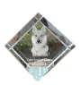 Czechoslovakian Wolfdog, Czechoslovak Vlcak - crystal cube with a photo, photo of a horse in crystal, cubic paperweight from Art-Dog brand