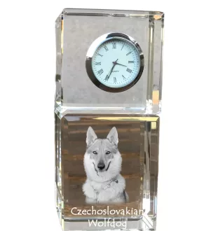 Chien loup tchécoslovaque - montre en cristal avec photo, photo de chien dans un cristal, horloge de bureau personnalisée de la marque Art-Dog