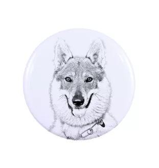 Tschechoslowakischer Wolfhund Magnet mit einem Hundepfotenabdruck, außergewöhnlich leicht, starker Magnet, handgefertigtes Produkt der Marke Art-Dog