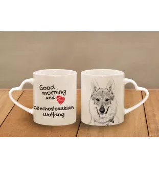Czechoslovakian Wolfdog, Czechoslovak Vlcak - cup with a dog, adorable cup with a heart-shaped handle, universal gift from the Art-Dog brand