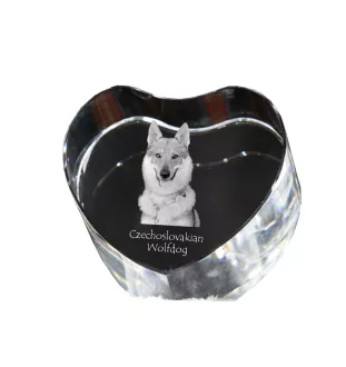 Czechoslovakian Wolfdog, Czechoslovak Vlcak - a photo of a dog in crystal, crystal heart, unique photo frame from the Art-Dog brand