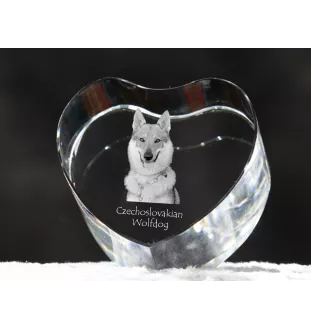 Tschechoslowakischer Wolfhund - Hundebild im Kristall, Kristallherz, einzigartiger Bilderrahmen der Marke Art-Dog