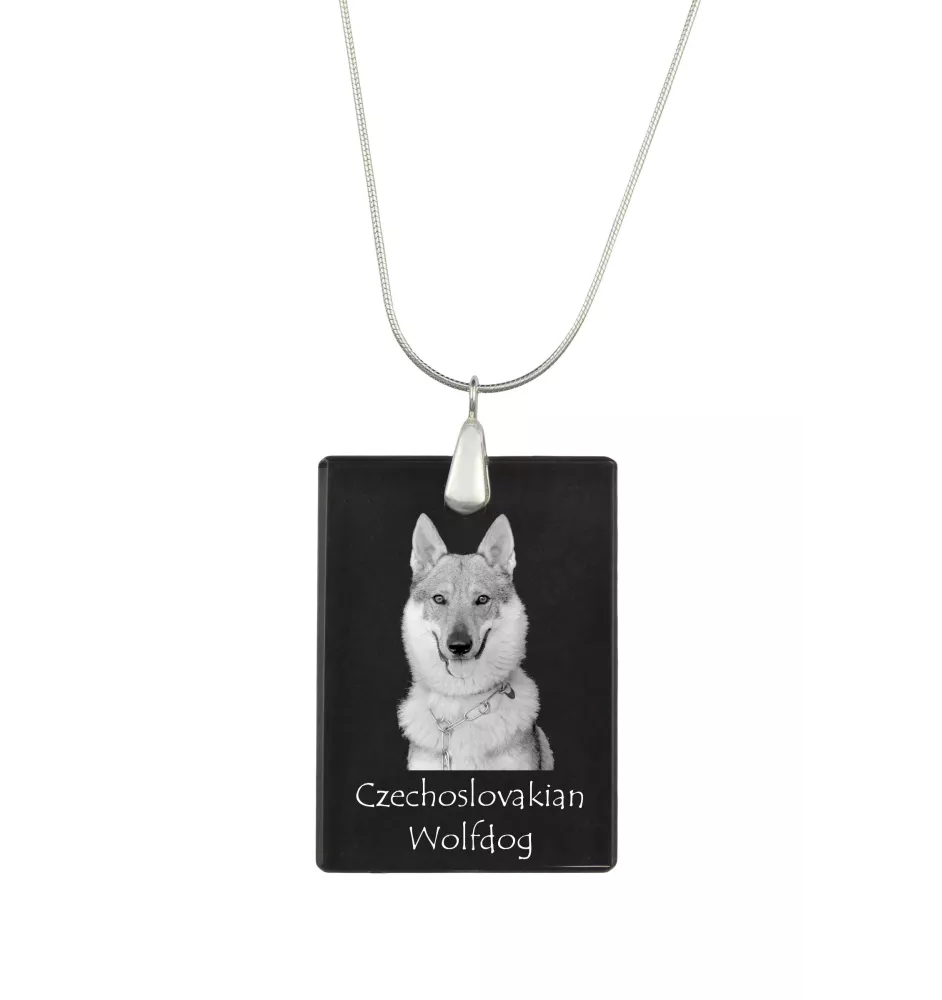Wilczak czechosłowacki naszyjnik kryształowy z psem Art-Dog
