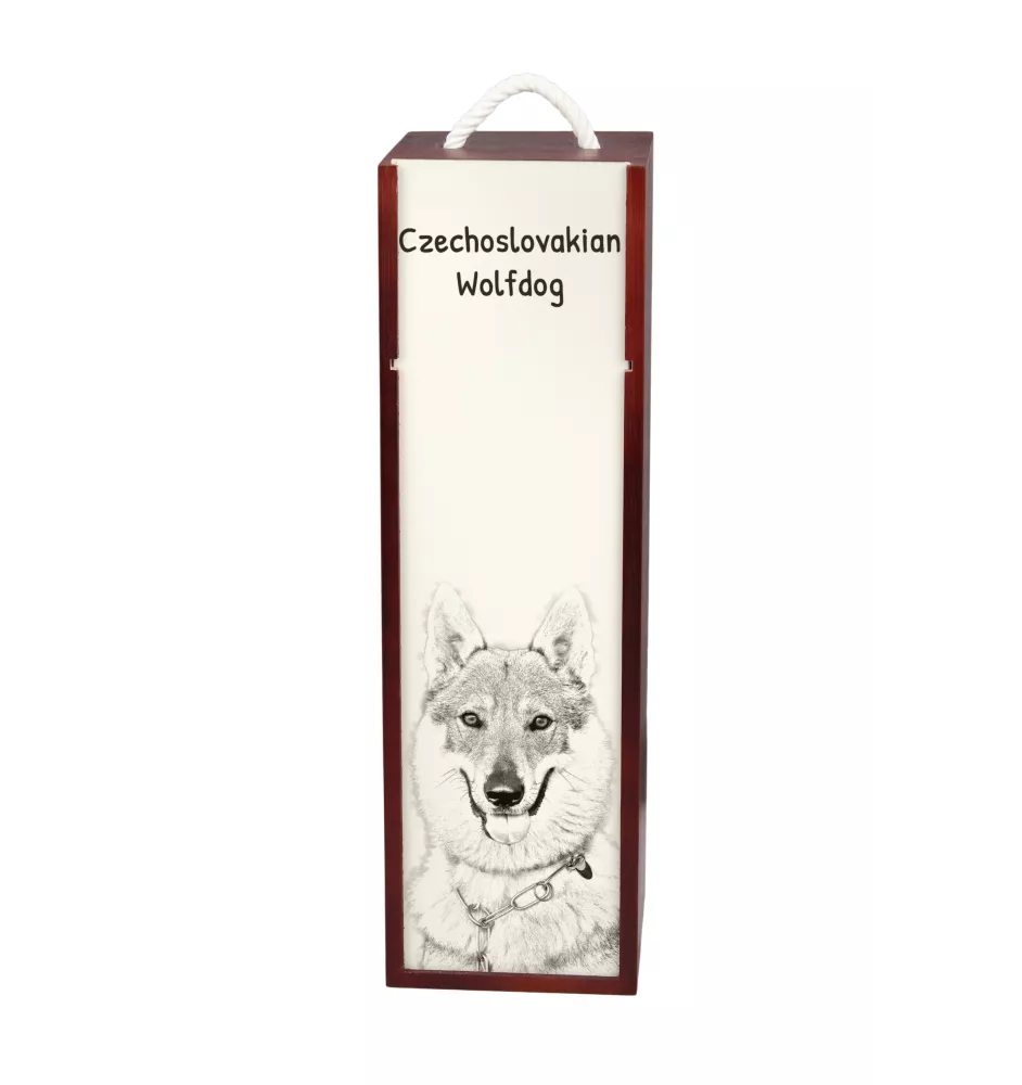 Tschechoslowakischer Wolfhund - Weinbox mit Hund, Alkoholbox mit Grafik, personalisierte Geschenkbox der Marke Art-Dog
