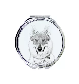 Tschechoslowakischer Wolfhund - Taschenspiegel mit Hund, personalisierter Taschenspiegel, kompakter Spiegel mit Art-Dog-Logo