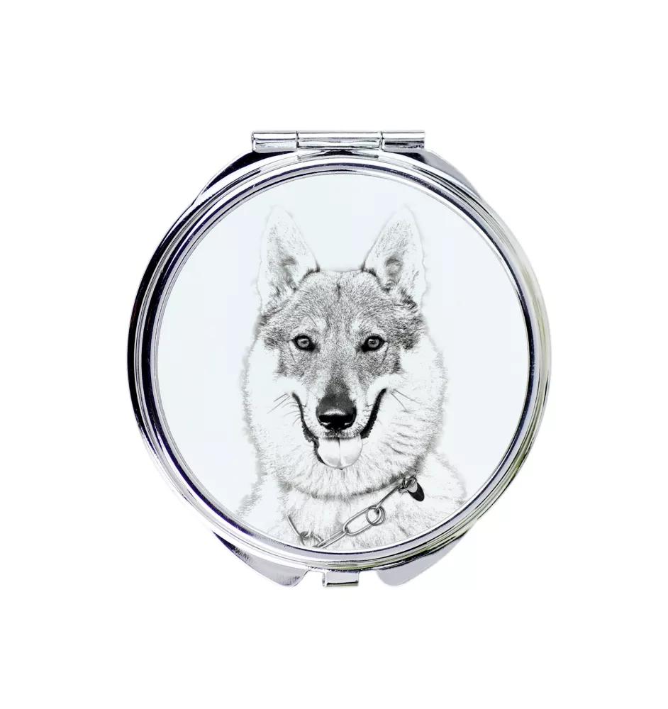 Czechoslovakian Wolfdog, Czechoslovak Vlcak - Pocket mirror with a dog, personalized mirror for a purse, compact mirror with Art-Dog brand print.