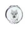 Czechoslovakian Wolfdog, Czechoslovak Vlcak - Pocket mirror with a dog, personalized mirror for a purse, compact mirror with Art-Dog brand print.
