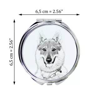 Czechoslovakian Wolfdog, Czechoslovak Vlcak - Pocket mirror with a dog, personalized mirror for a purse, compact mirror with Art-Dog brand print.