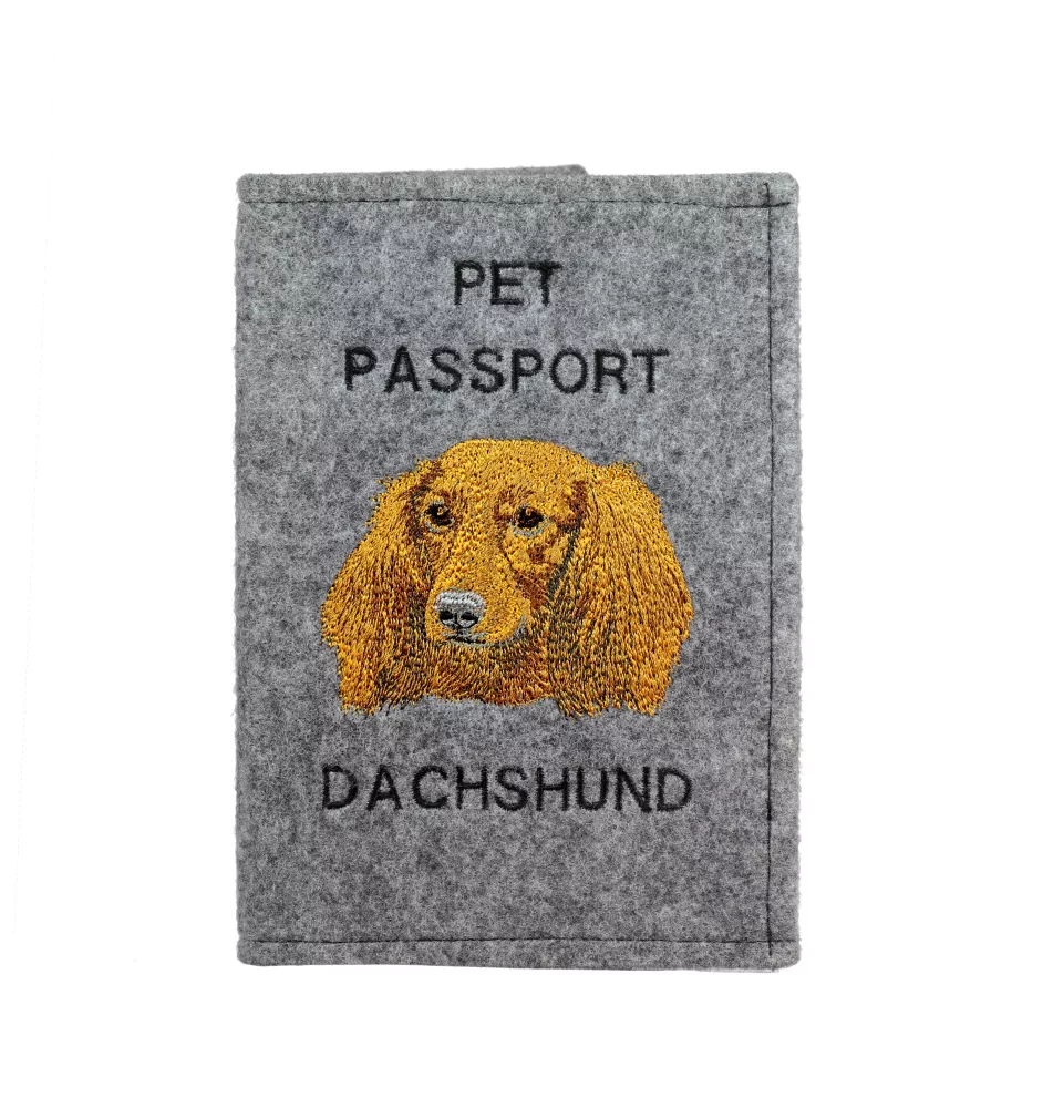 Dachshund Langhaar, Dackel, Teckel - Hundepassetui, Dokumententasche, Geschenk für den Reisenden von der Marke Art-Dog