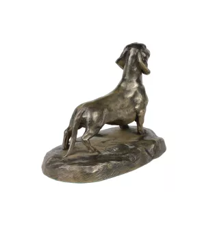 Teckel à poil ras, Chien-saucisse - statue de chien, figurine pour bureau, trophée pour exposition canine par la marque Art-Dog