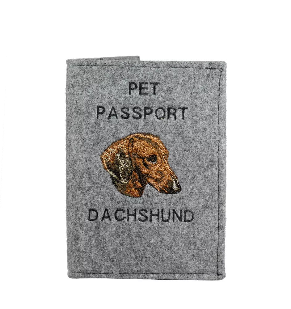 Dachshund Smooth-haired, Wiener dog, Badger dog - Dog passport case, document case, gift for the traveller from the Art-Dog brand